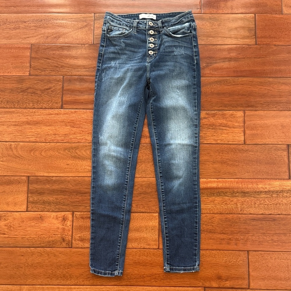 Kancan Button Fly Skinny Blue Jeans Size 5/26